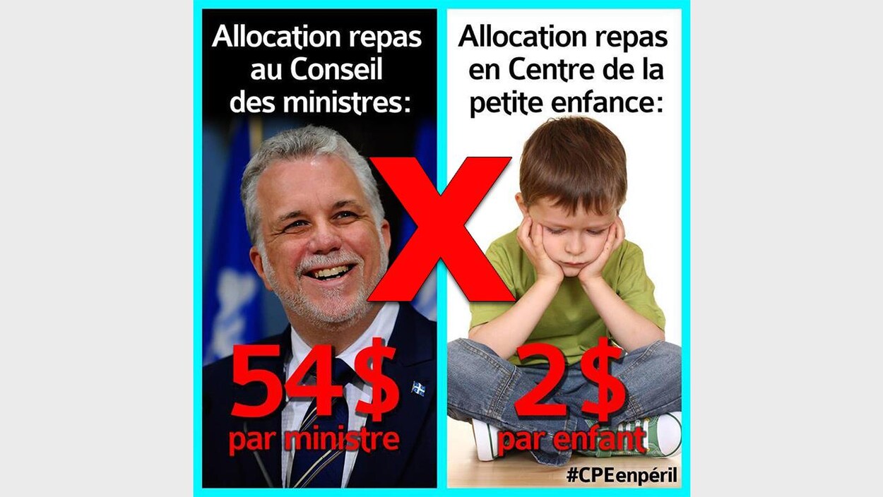Nous voyons les fausses statistiques, avec une photo du premier ministre du Québec, Philippe Couillard, ainsi qu'un enfant triste. Nous voyons les fausses statistiques, avec une photo du premier ministre du Québec, Philippe Couillard, ainsi qu'un enfant triste.