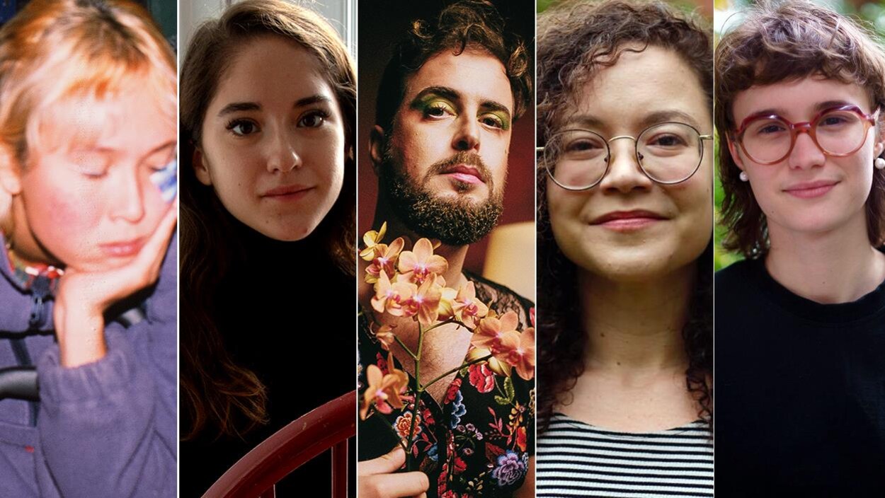 Montage des cinq portraits, de gauche à droite.