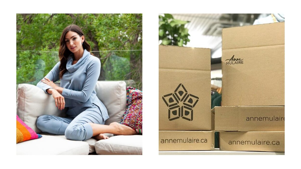 Des boîtes en carton avec le logo de la marque Anne Mulaire.