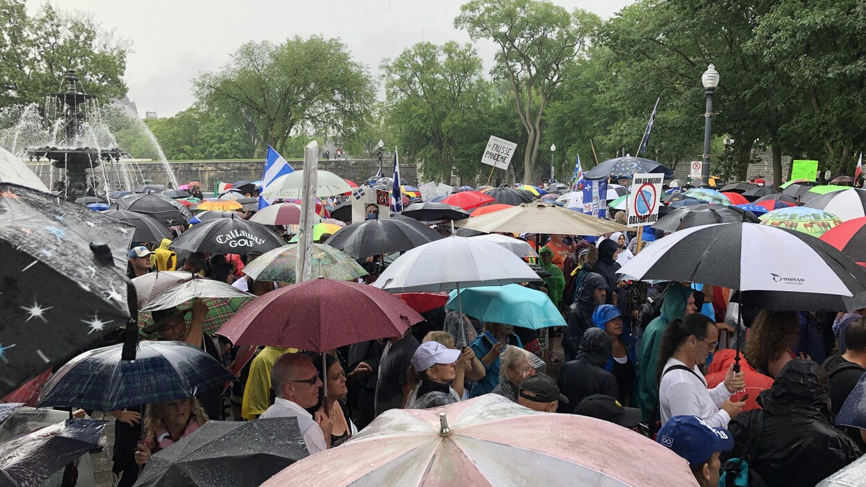 Des centaines de personnes participent au rassemblement.