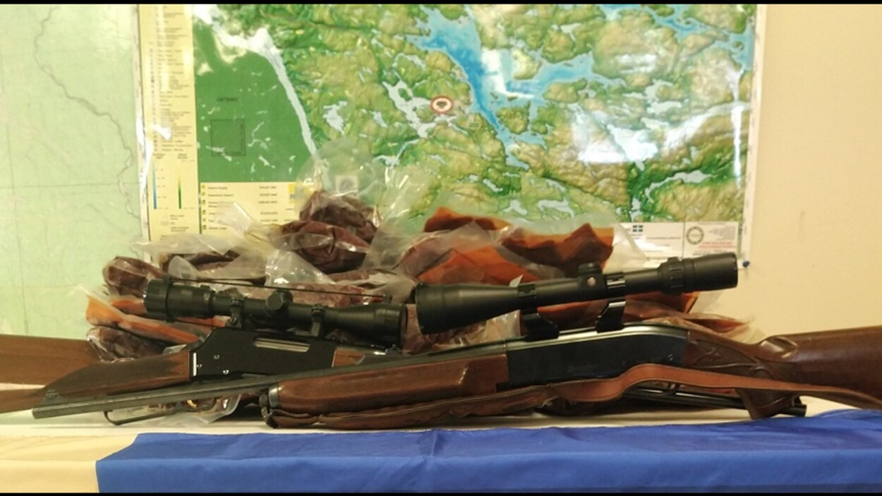 Des armes et de la viande d'orignal ont été saisies par les gents de protection de la faune du bureau de Témiscaming.