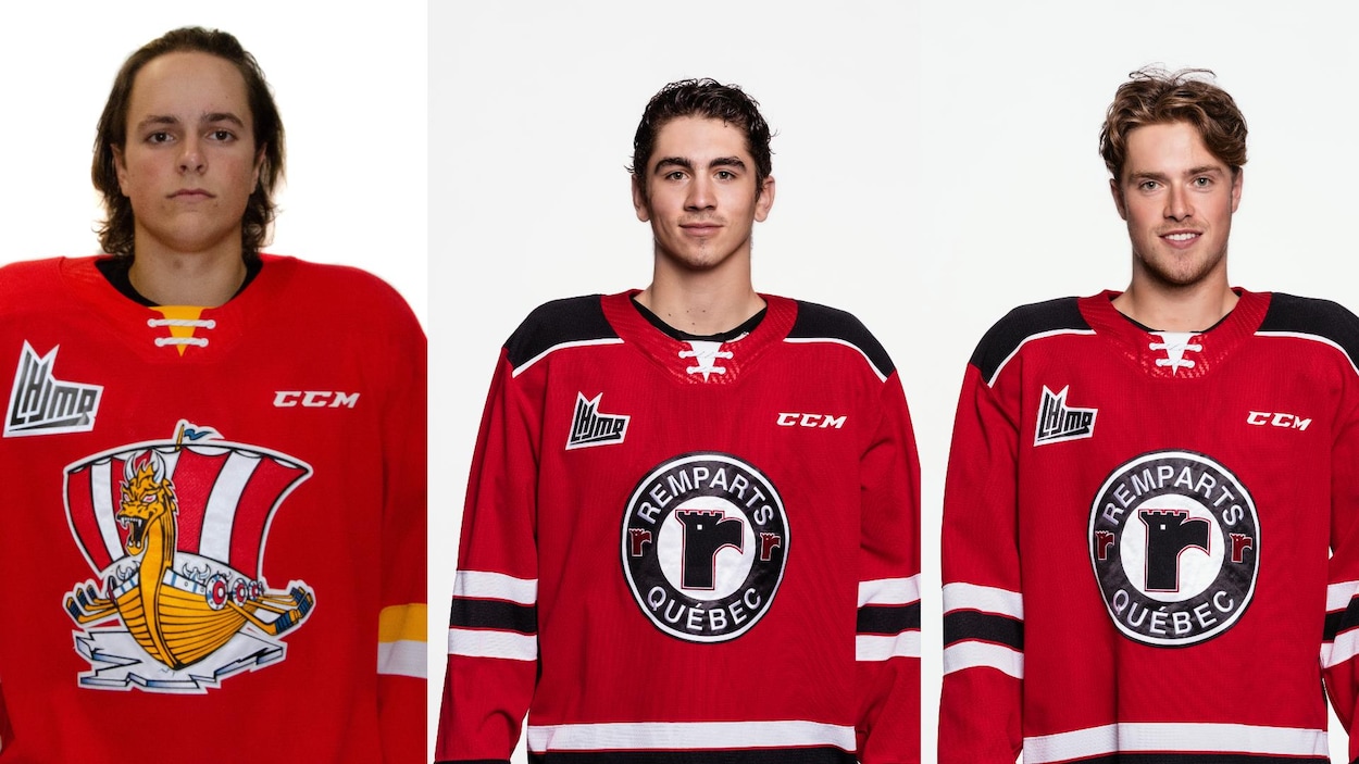 De gauche à droite : Alex Arsenault, du Drakkar de Baie-Comeau, Nicolas Savoie et Cole Cormier des Remparts de Québec.