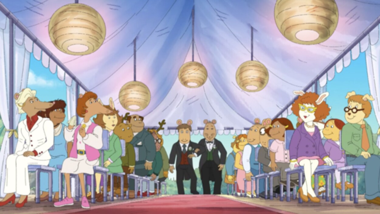 Capture d'écran du mariage de M. Ratburn tirée du dessin animé «Arthur».