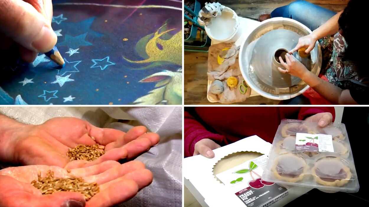 Gros plans de mains au travail: des mains qui dessinent, dressent une poterie sur un tour, présentent des graines de boulangerie et tiennent des pâtisseries. Gros plans de mains au travail: des mains qui dessinent, dressent une poterie sur un tour, présentent des graines de boulangerie et tiennent des pâtisseries.