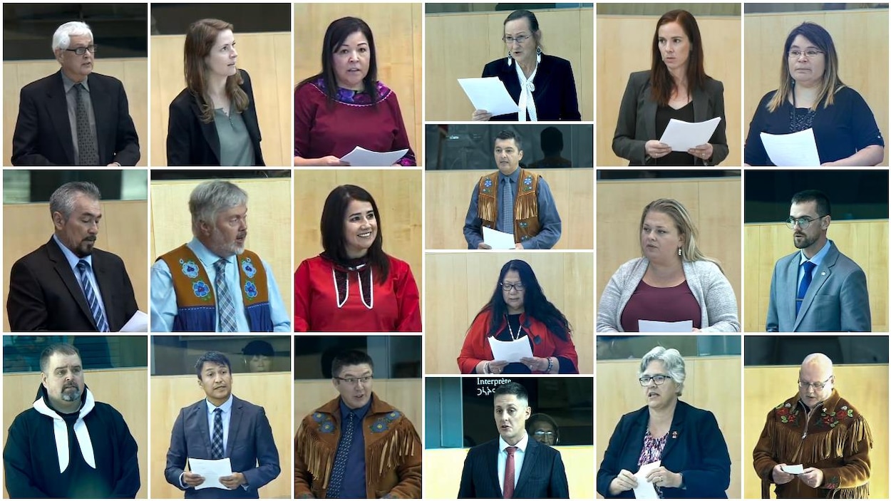 Montage des 19 portraits des membres de l'Assemblée législative.