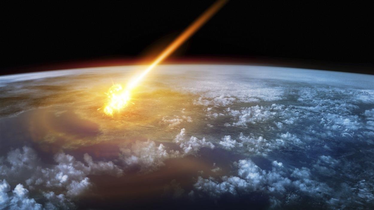 Représentation artistique d'un astéroïde qui frappe la Terre. Représentation artistique d'un astéroïde qui frappe la Terre.