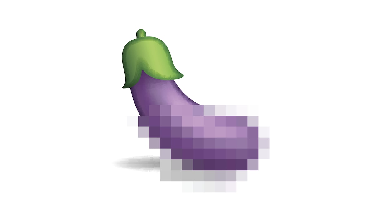 Une illustration d'aubergine pixélisée.