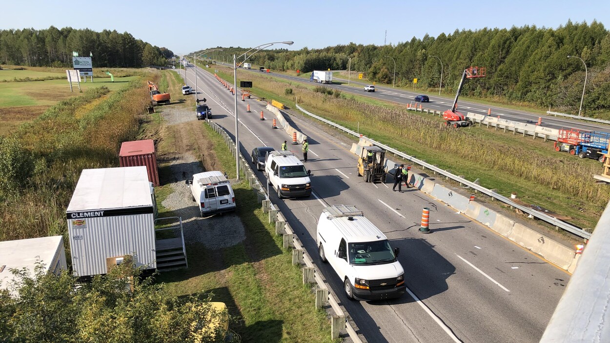 Scène de l'accident sur l'autoroute 20.