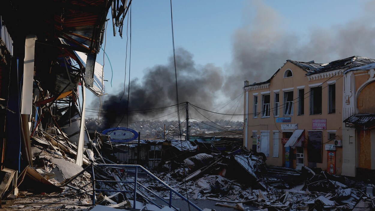 A plume of smoke after the explosion.