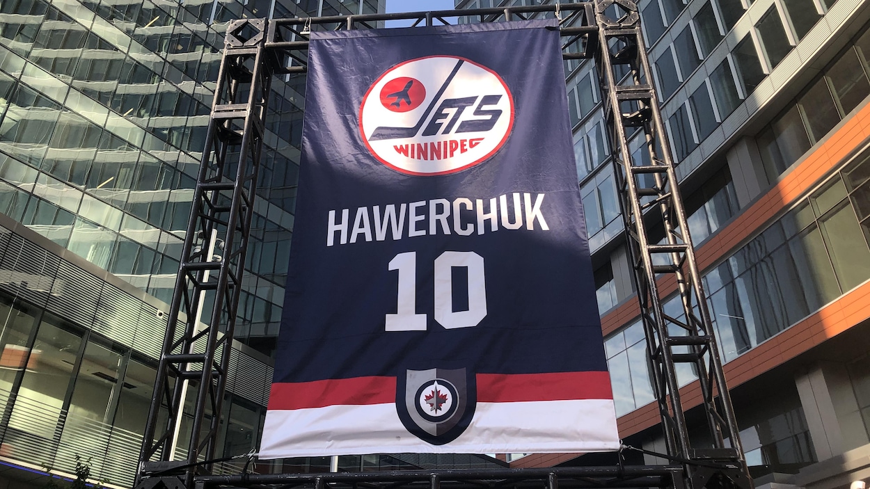 Une bannière des Jets.