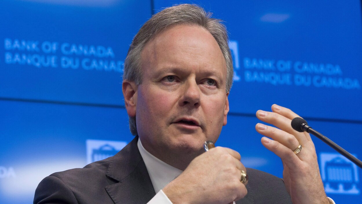 Stephen Poloz, gouverneur de la Banque du Canada, en conférence de presse en janvier 2018 à Ottawa. Stephen Poloz, gouverneur de la Banque du Canada, en conférence de presse en janvier 2018 à Ottawa.