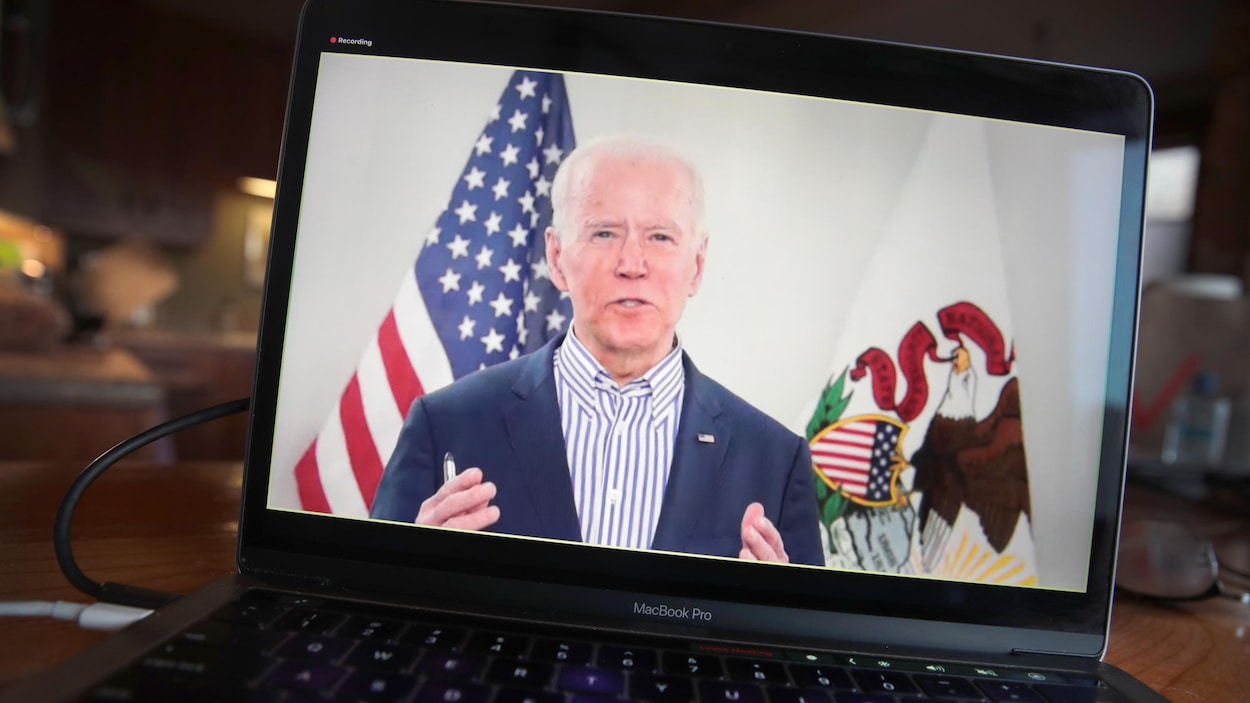 Le candidat démocrate Joe Biden, vu sur un écran d'ordinateur.