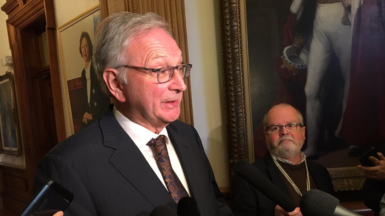 La premier ministre du Nouveau-Brunswick, Blaine Higgs, lors d'un point de presse le 12 décembre 2019.