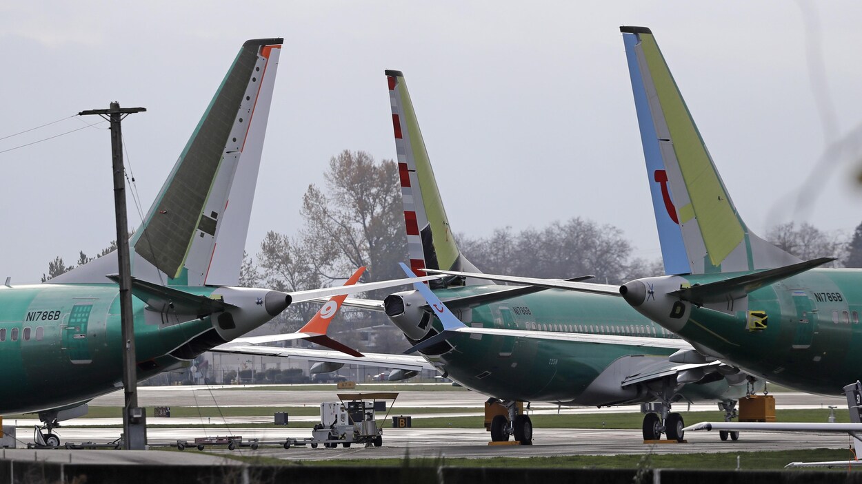 Des appareils Boeing alignés.