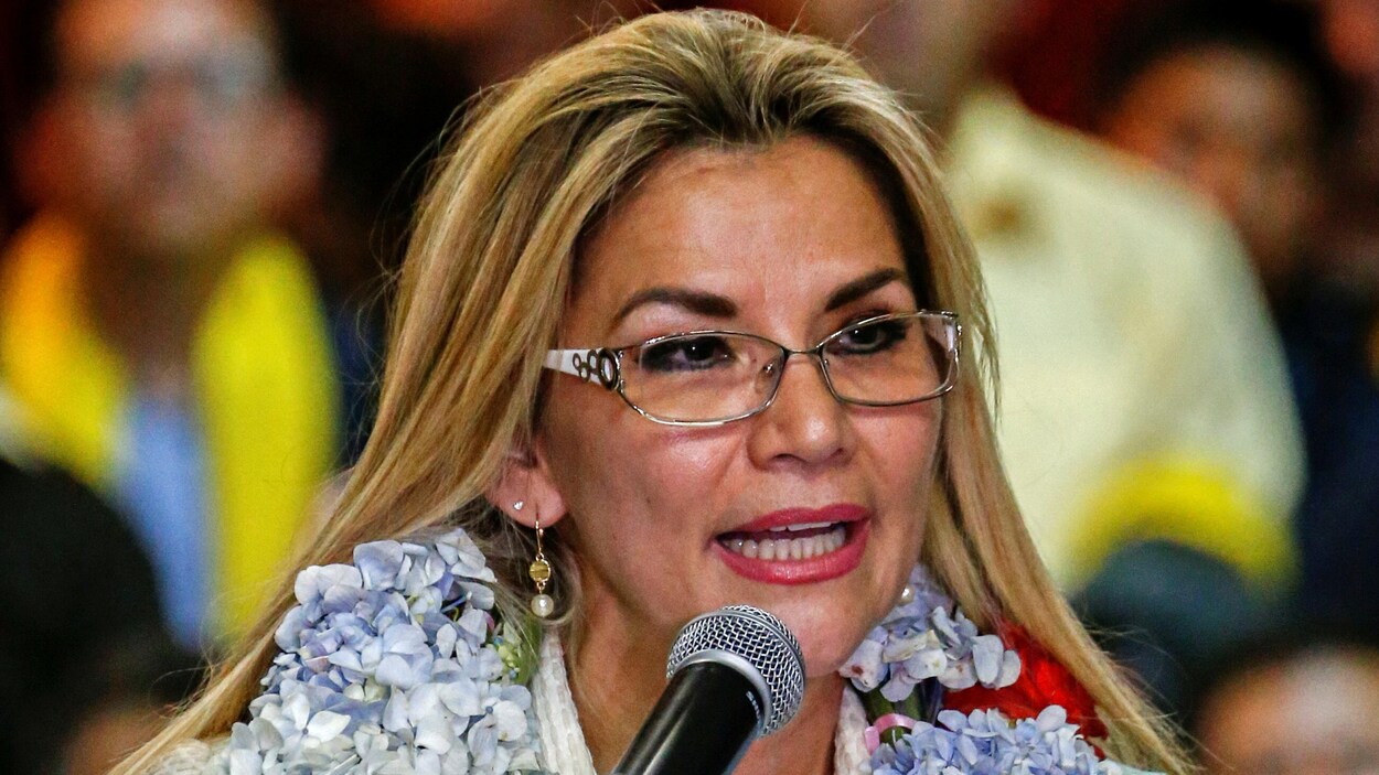 Jeanine Añez lors d'un rassemblement partisan à La Paz.