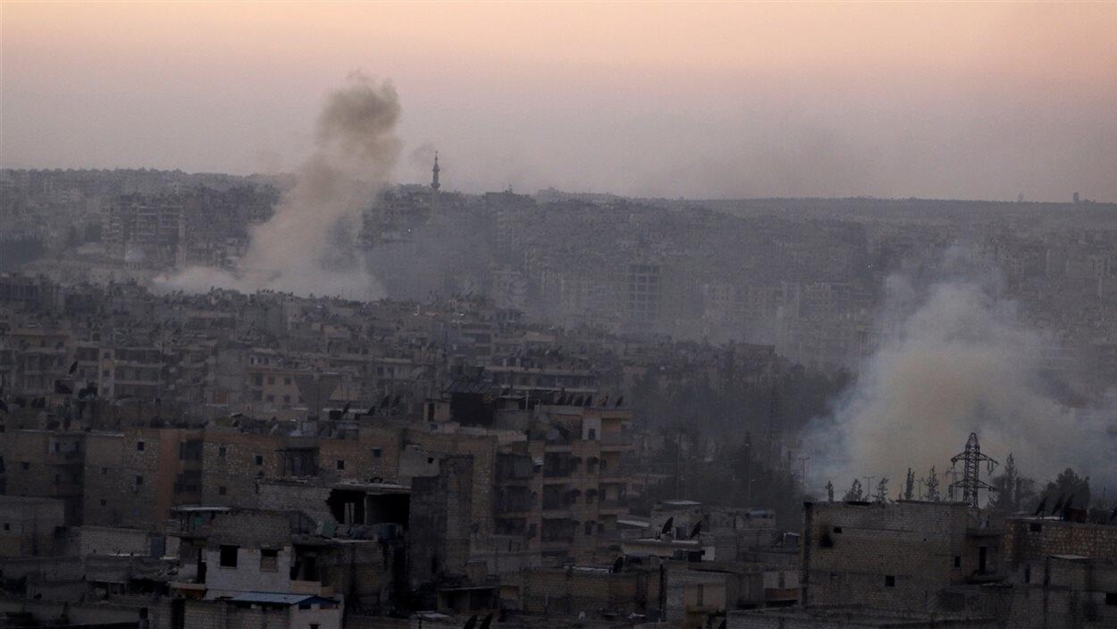 Un quartier d'Alep bombardé Un quartier d'Alep bombardé