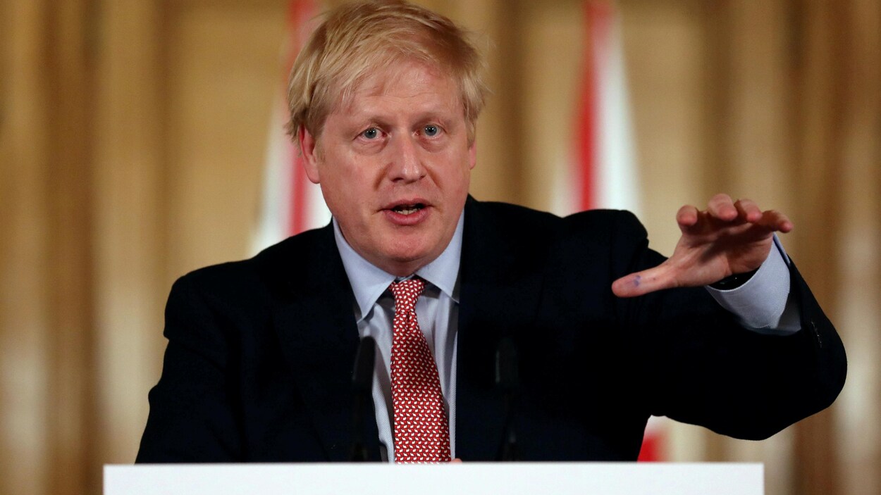 Le premier ministre britannique Boris Johnson lors d’une conférence de presse à Londres.