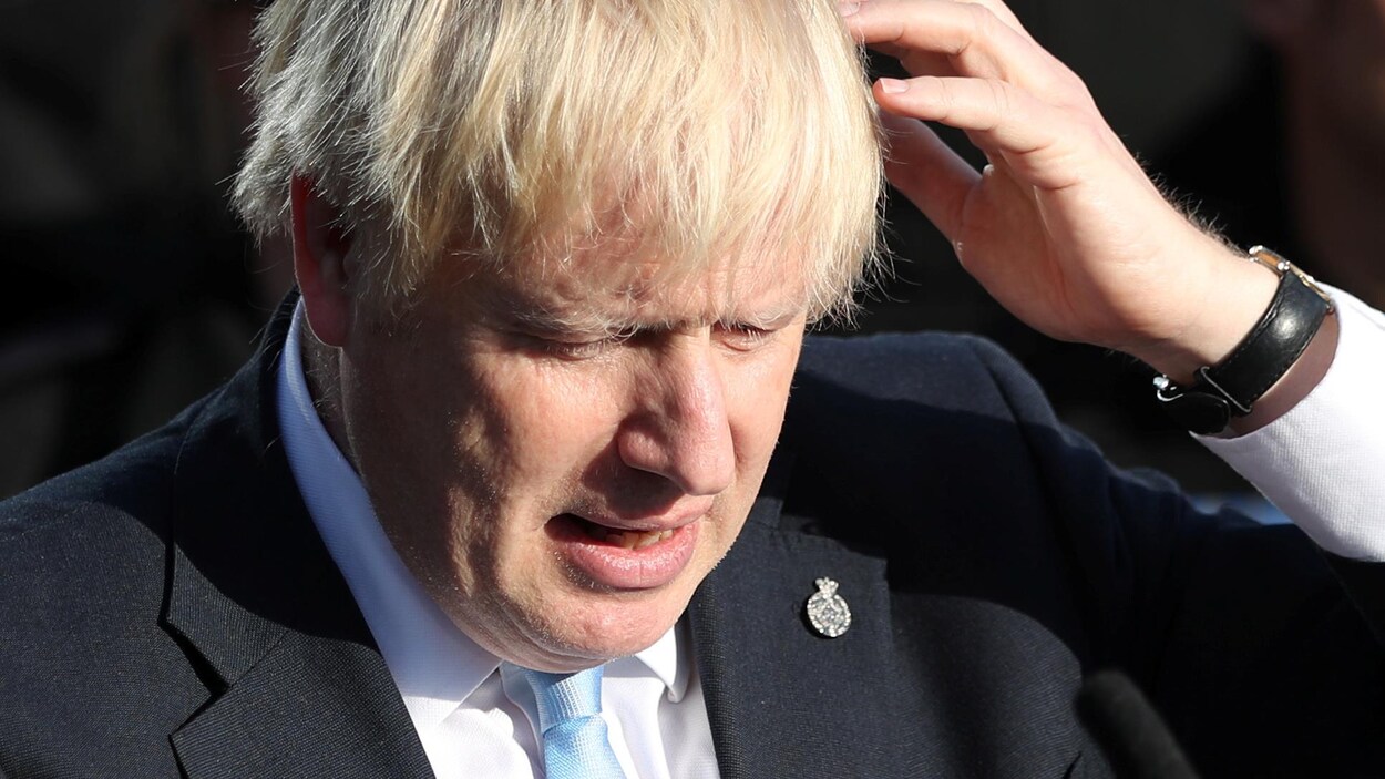 Boris Johnson pendant un discours.