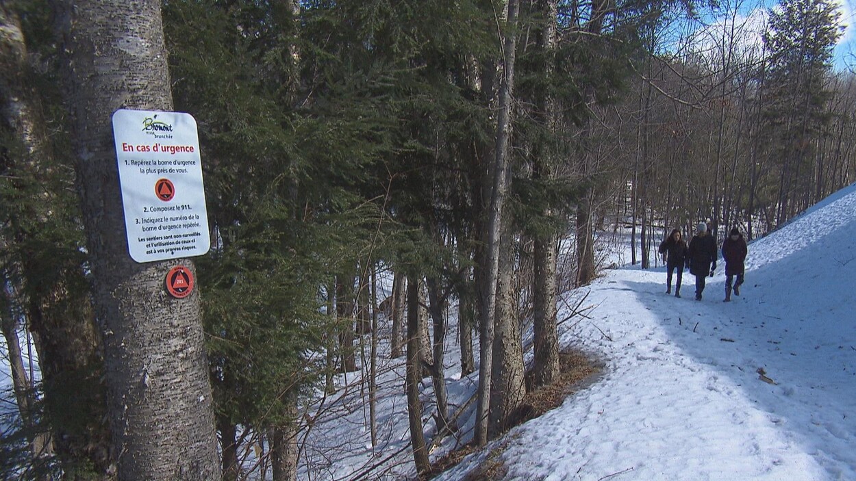 Plus de 350 bornes numérotées ont été installées dans des sentiers à Bromont.