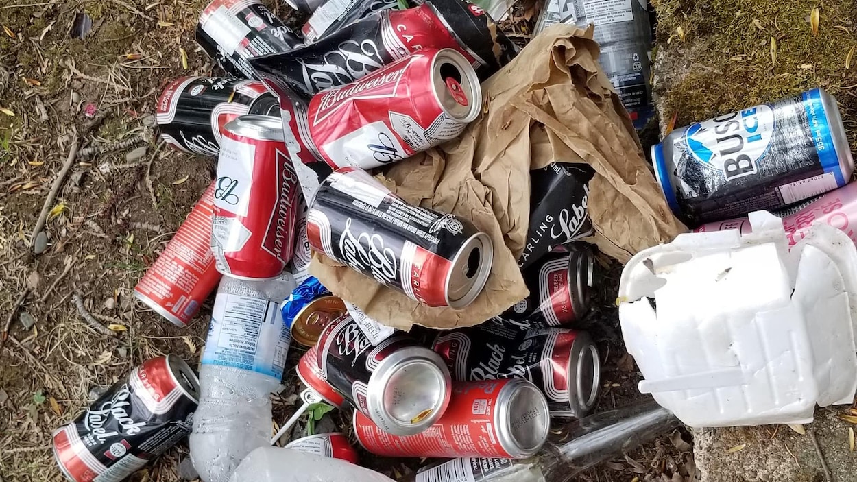 Des canettes de bières sur le sol