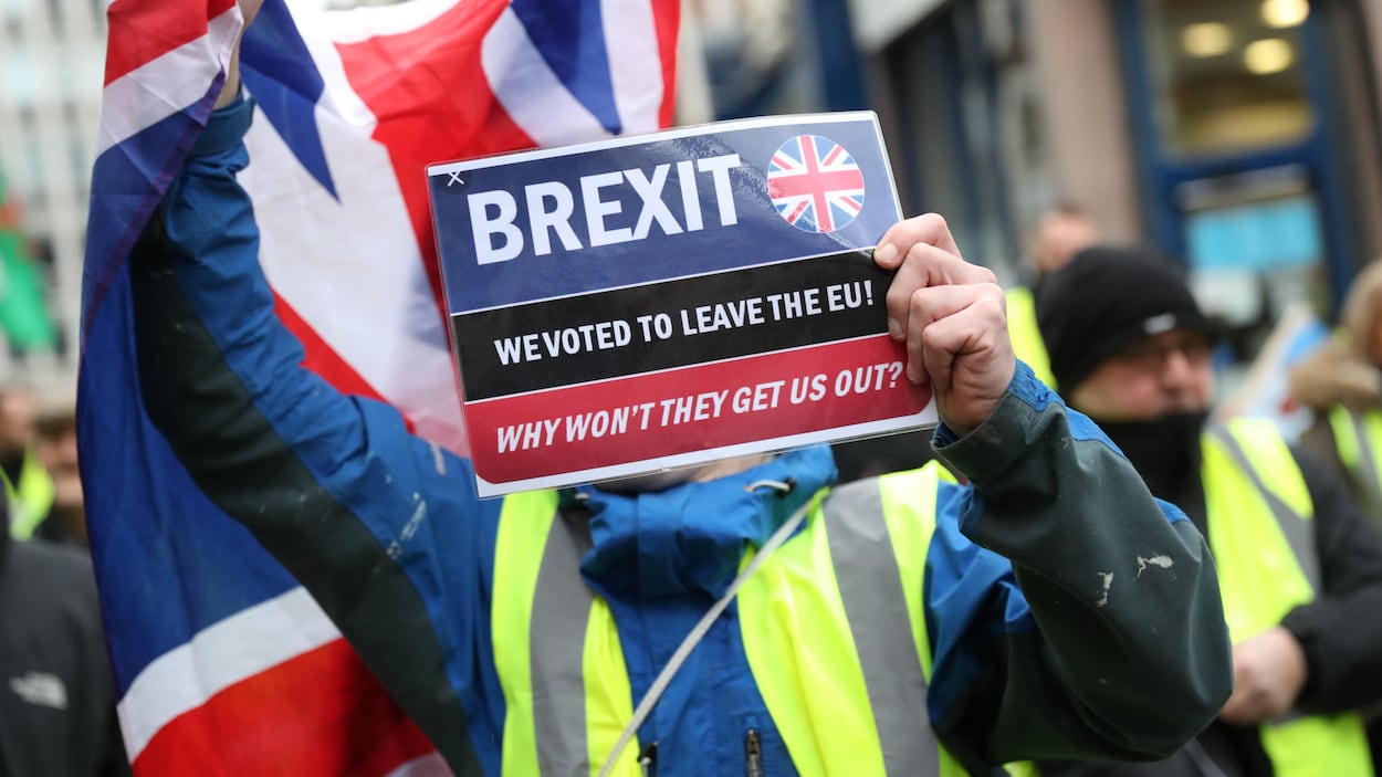 Une manifestation en faveur du Brexit a eu lieu dans le centre de Londres, au Royaume-Uni, le 12 janvier 2019.
