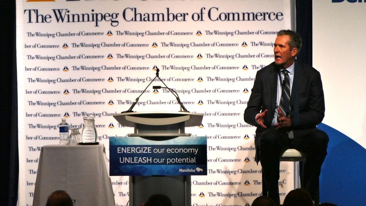 Le premier ministre du Manitoba, Brian Pallister, fait son discours de l'état de la province, jeudi après-midi. Le premier ministre du Manitoba, Brian Pallister, fait son discours de l'état de la province, jeudi après-midi.