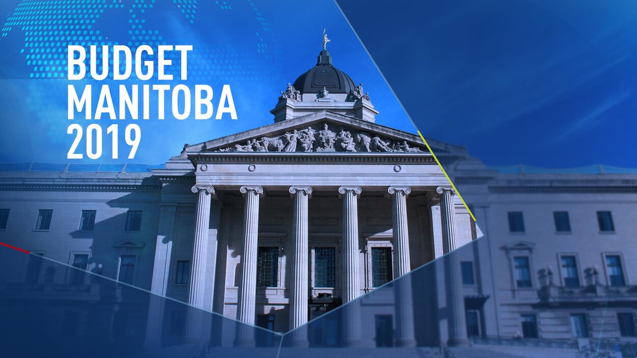 Une image du palais législatif du Manitoba sur laquelle on peut lire les mots Budget Manitoba 2019.