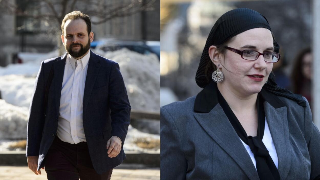 Un montage photo de Joshua Boyle et Caitlan Coleman, à l'extérieur en hiver.