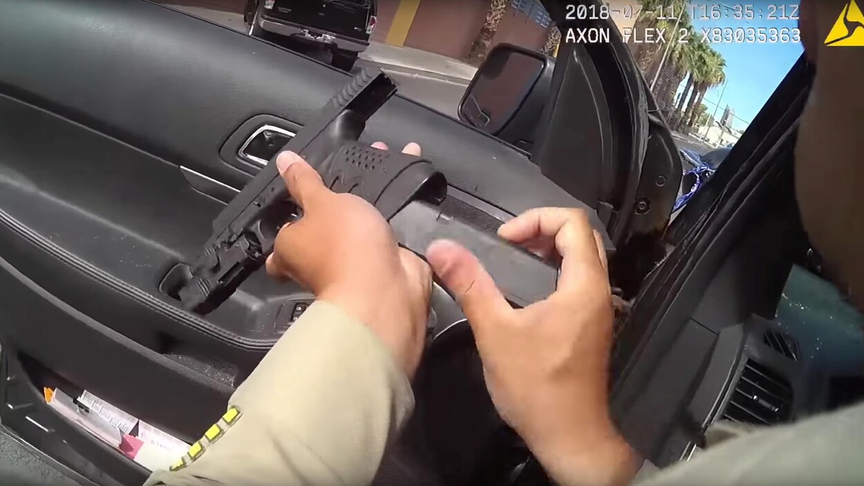 Des images d'une caméra corporelle d'un policier à Las Vegas.