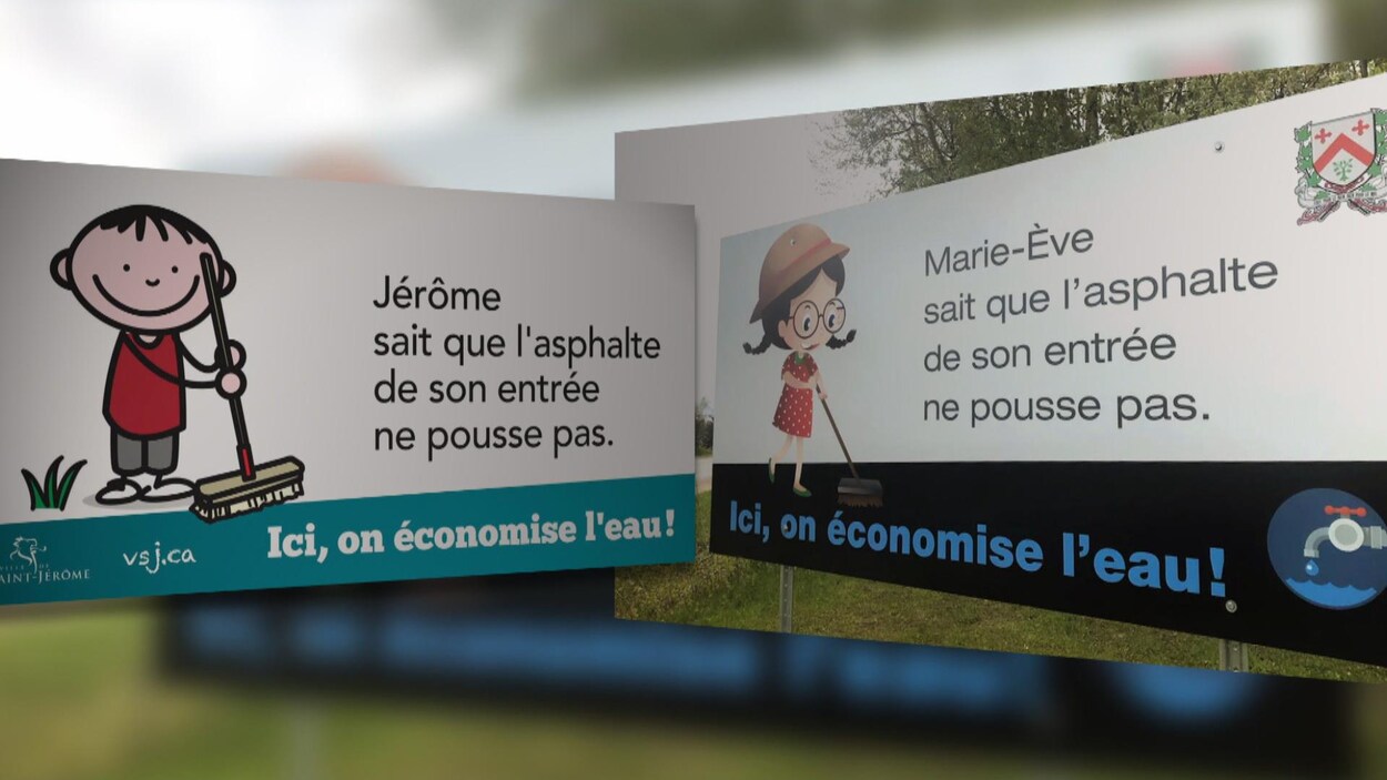 Les deux pancartes une à côté de l'autre