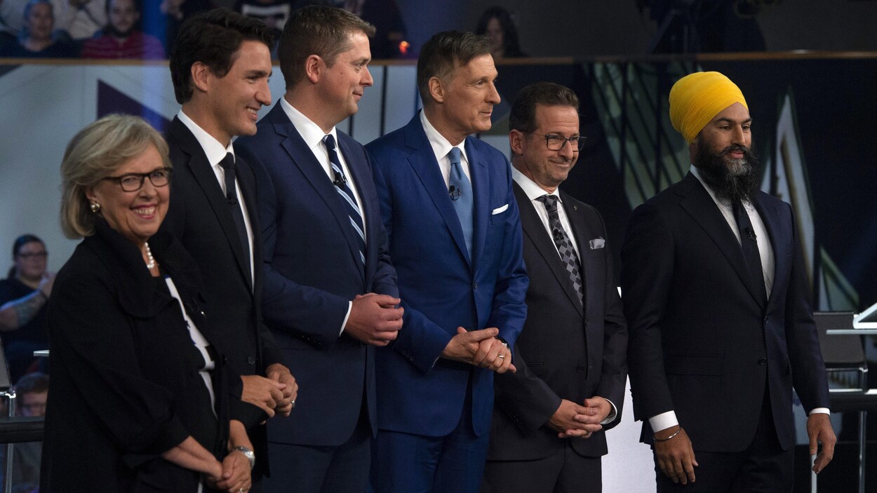 Les chefs sur le plateau de télévision du débat