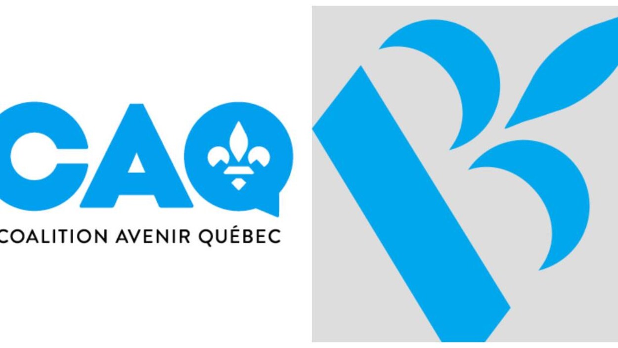 Photos présentant les logos de la CAQ et du BQ