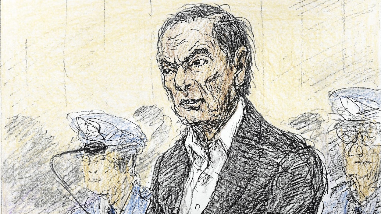 Un dessin de cour de Carlos Ghosn, ancien président de Nissan Motor lors d'une audience publique au tribunal de Tokyo.