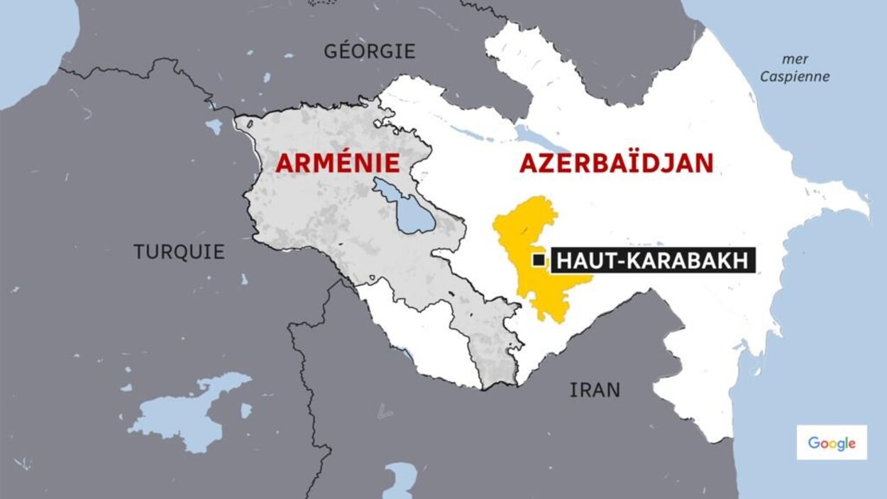 Une carte du Caucase mettant en évidence le Haut-Karabakh.