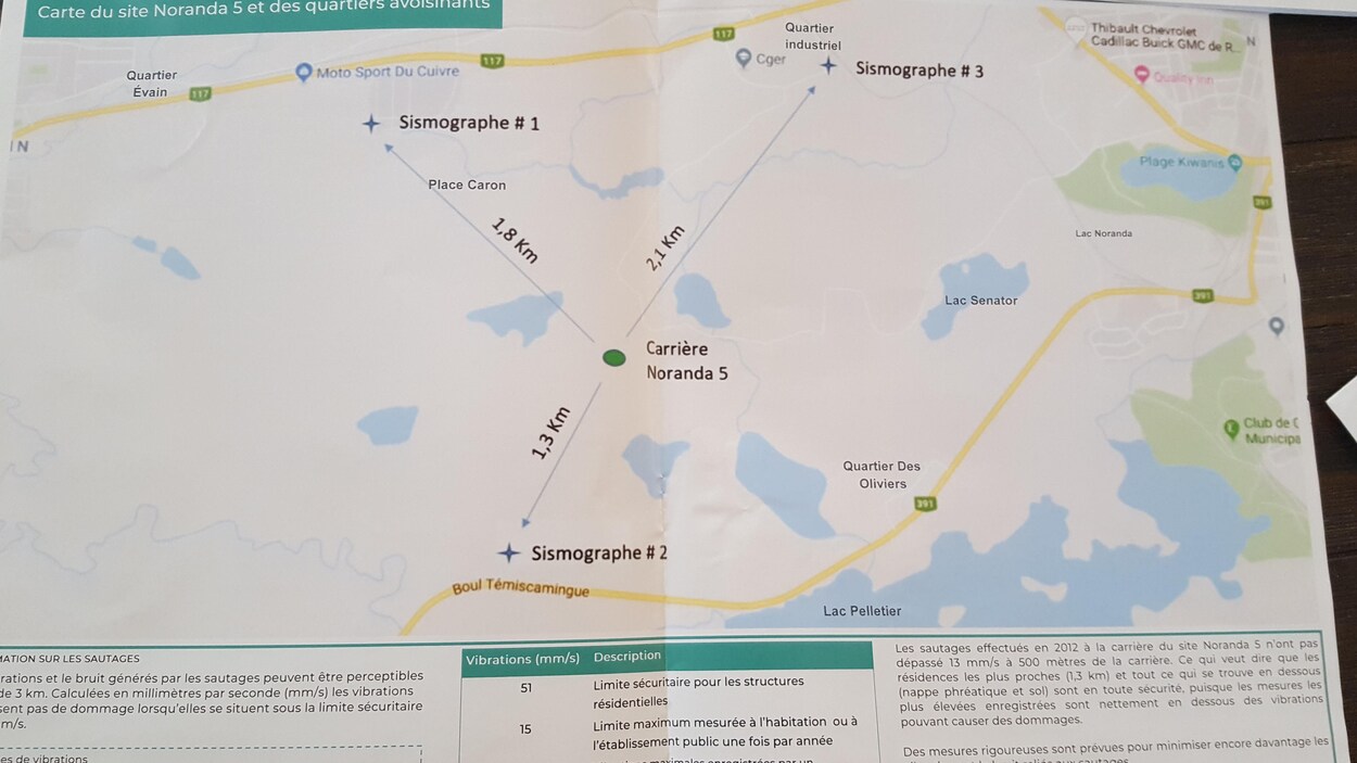 La carte du site Noranda 5 où auront lieu les travaux.