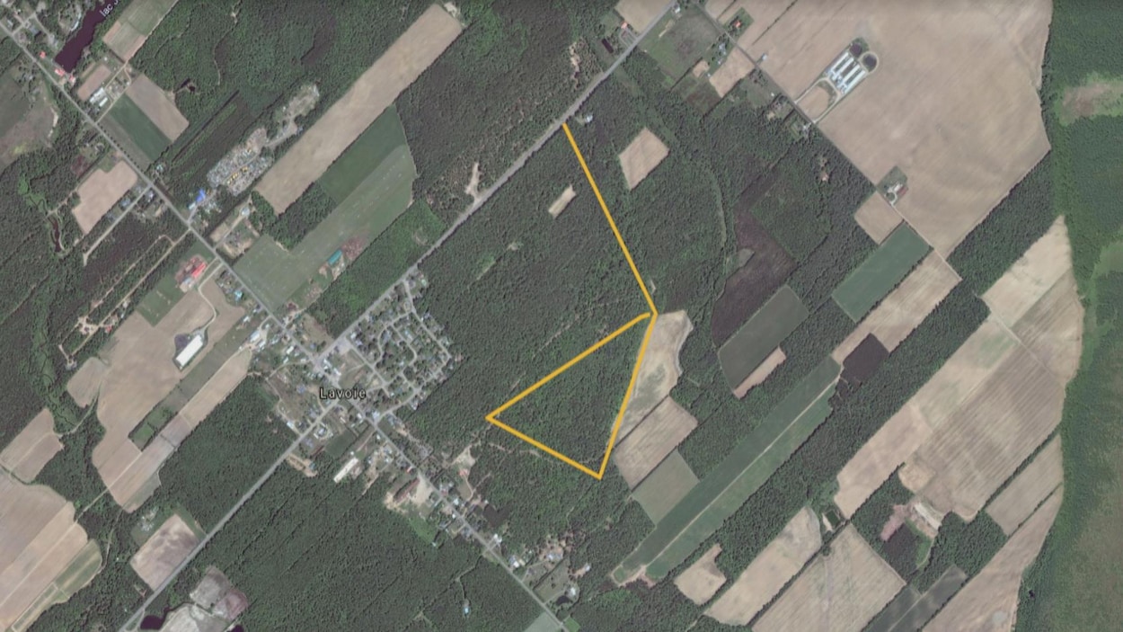 Une vue aérienne de la zone délimitée de la sablière.
