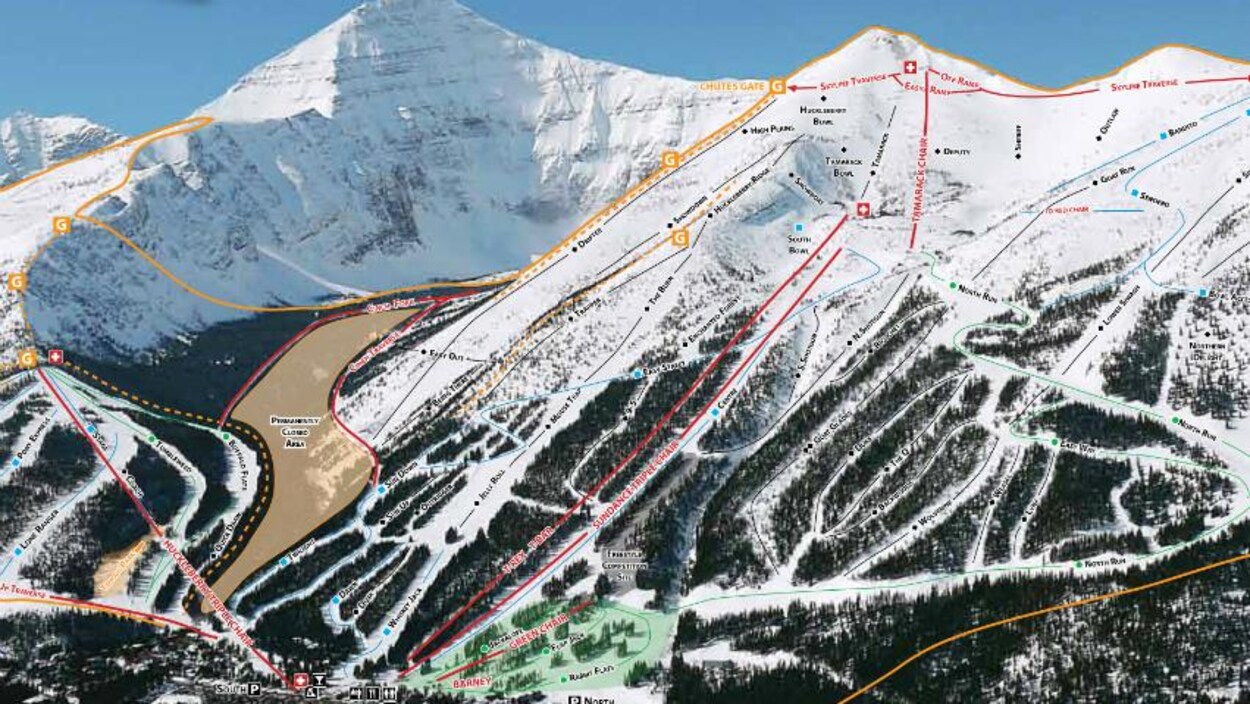 La carte de la montagne avec les différentes pistes. La carte de la montagne avec les différentes pistes.