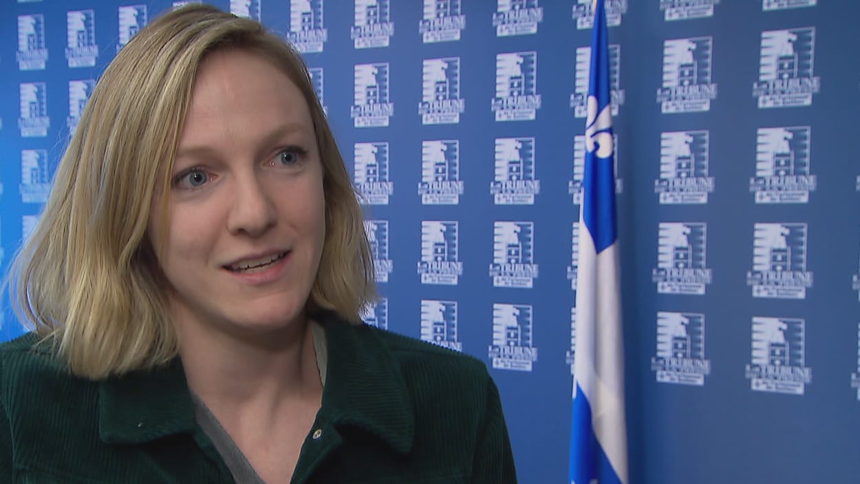 La députée de Québec solidaire de Taschereau, Catherine Dorion, en entrevue à l'Assemblée nationale