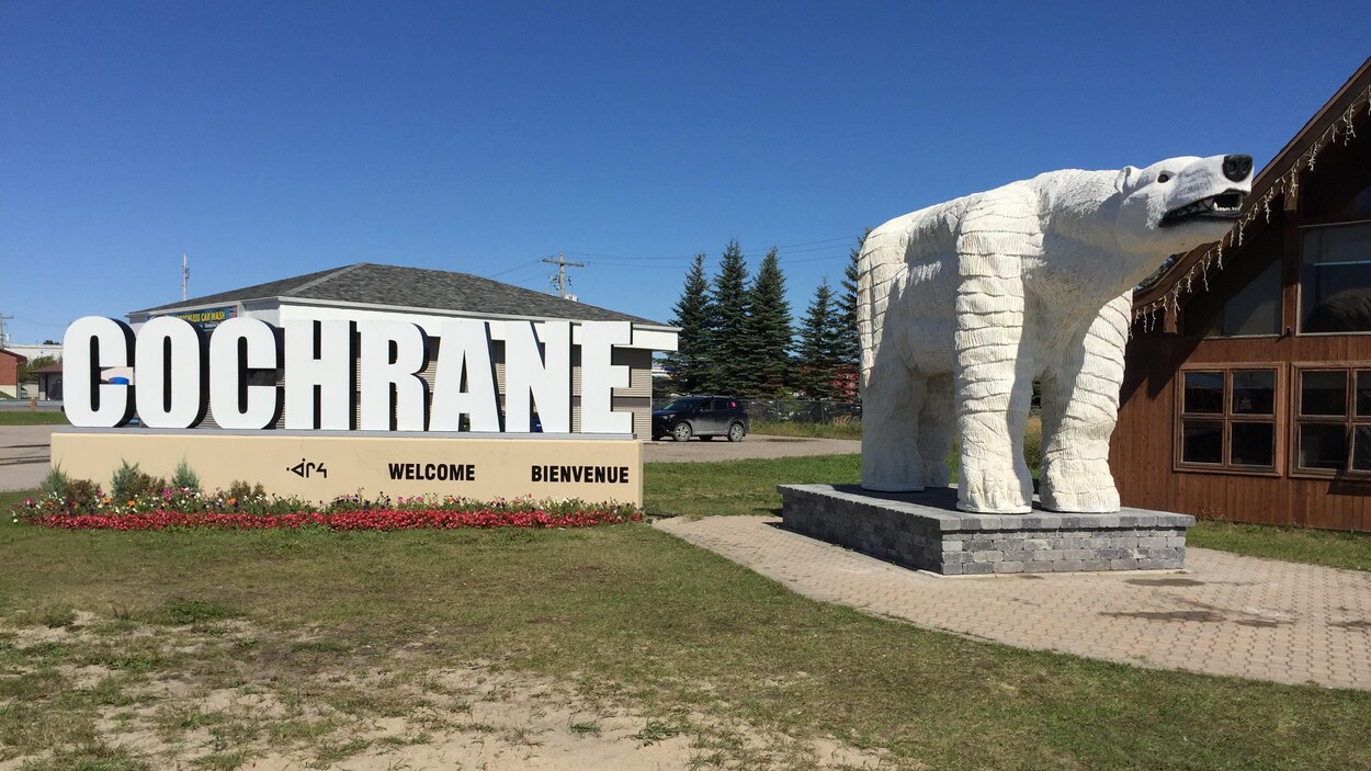 Une statue d'un ours polaire.