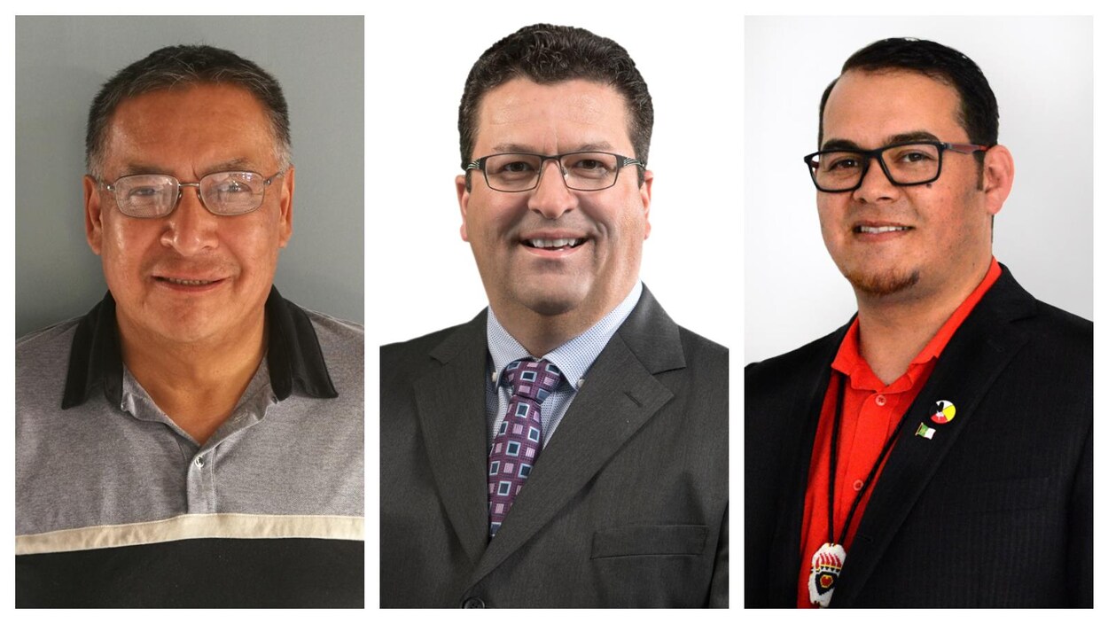 Un collage qui montre le portrait des trois candidats.