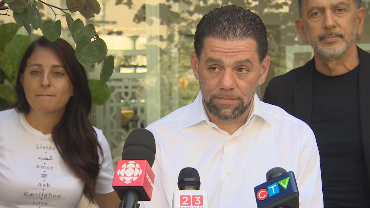 Rola Dagher, Mohamad Fakih et Charles Khabouth s'adressent aux médias.