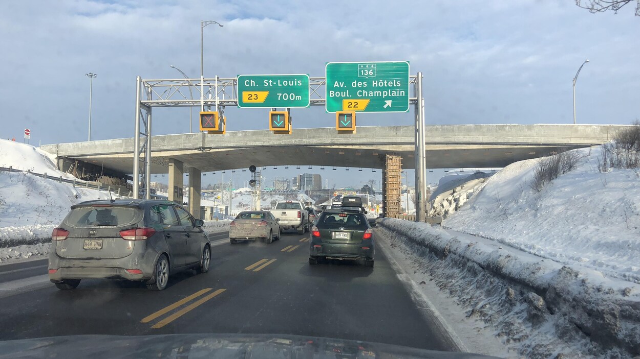 La congestion à la sortie du pont de Québec