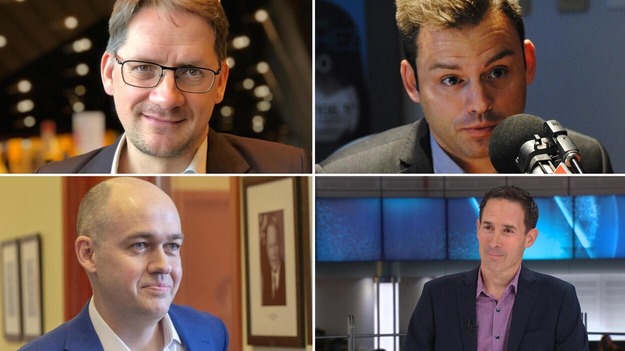 De gauche à droite : Sylvain Gaudreault, Paul St-Pierre Plamondon, Guy Nantel et Frédéric Bastien.
