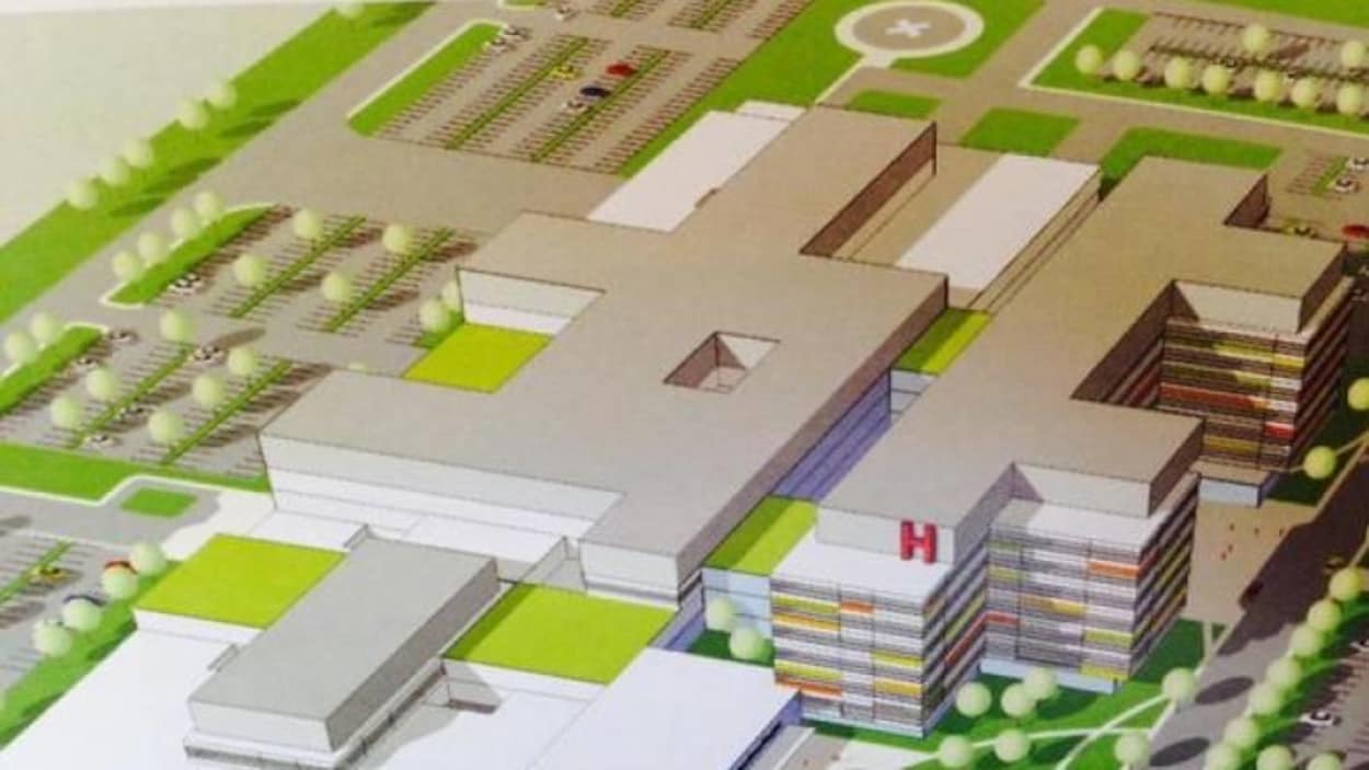Croquis du futur hôpital régional de Windsor.