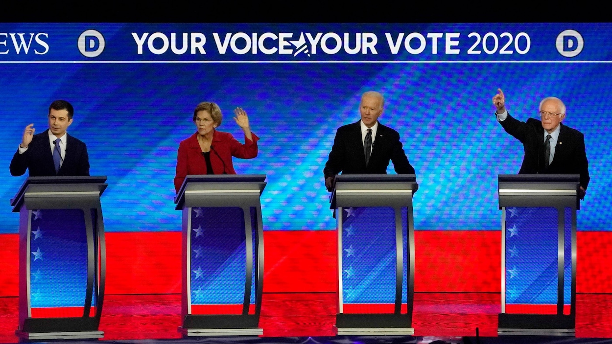 Pete Buttigieg, Elizabeth Warren, Joe Biden et Bernie Sanders.
