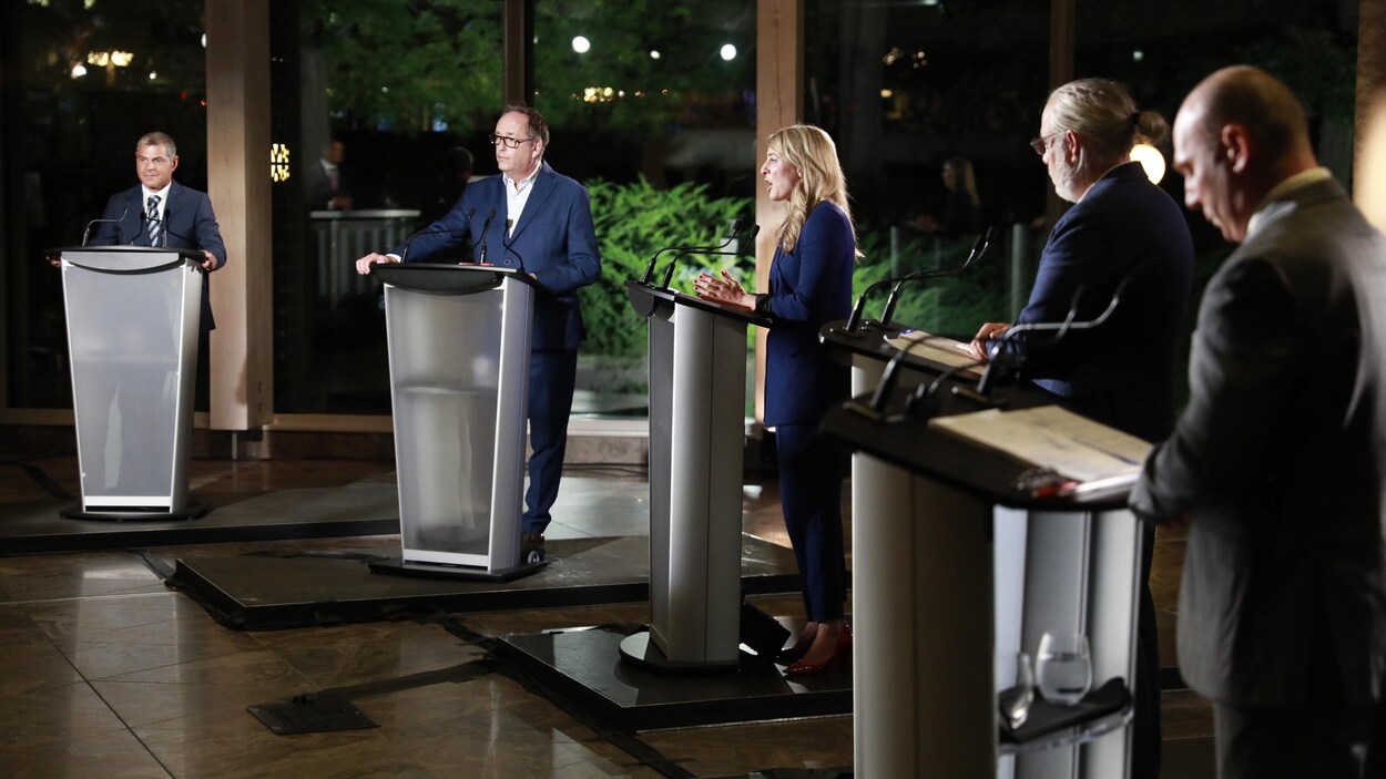 Alain Rayes, René Villemure, Mélanie Joly, Luc Joli-Coeur et François Choquette