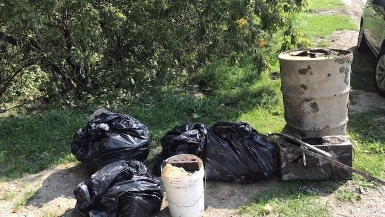 Des déchets ramassés dans le ruisseau des Soeurs. Des déchets ramassés dans le ruisseau des Soeurs.