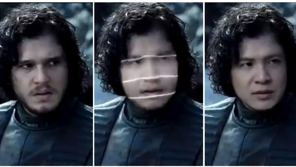 Une transformation de visage du personnage Jon Snow, de la série Game of Thrones 