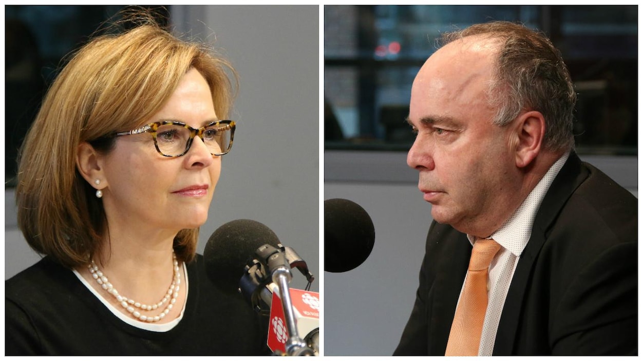 Les candidats à la direction de Démocratie Québec Anne Guérette et François Marchand.