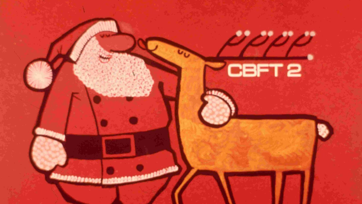Dessin d'un père Noël souriant et avec son renne Dessin d'un père Noël souriant et avec son renne